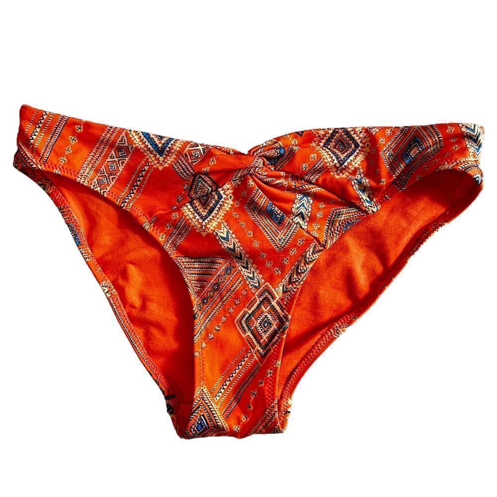 H&M Neon Orange Aztec Bikini Bottom Size 4 - Picture 1 of 4